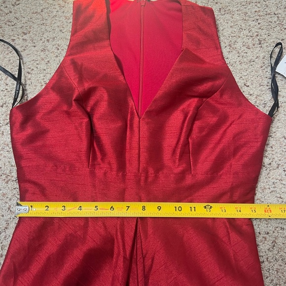 ALFRED SUNG‎ Sleeveless Pleated Skirt Red Long Formal Gown Dress Pockets prom 10 - Picture 12 of 13